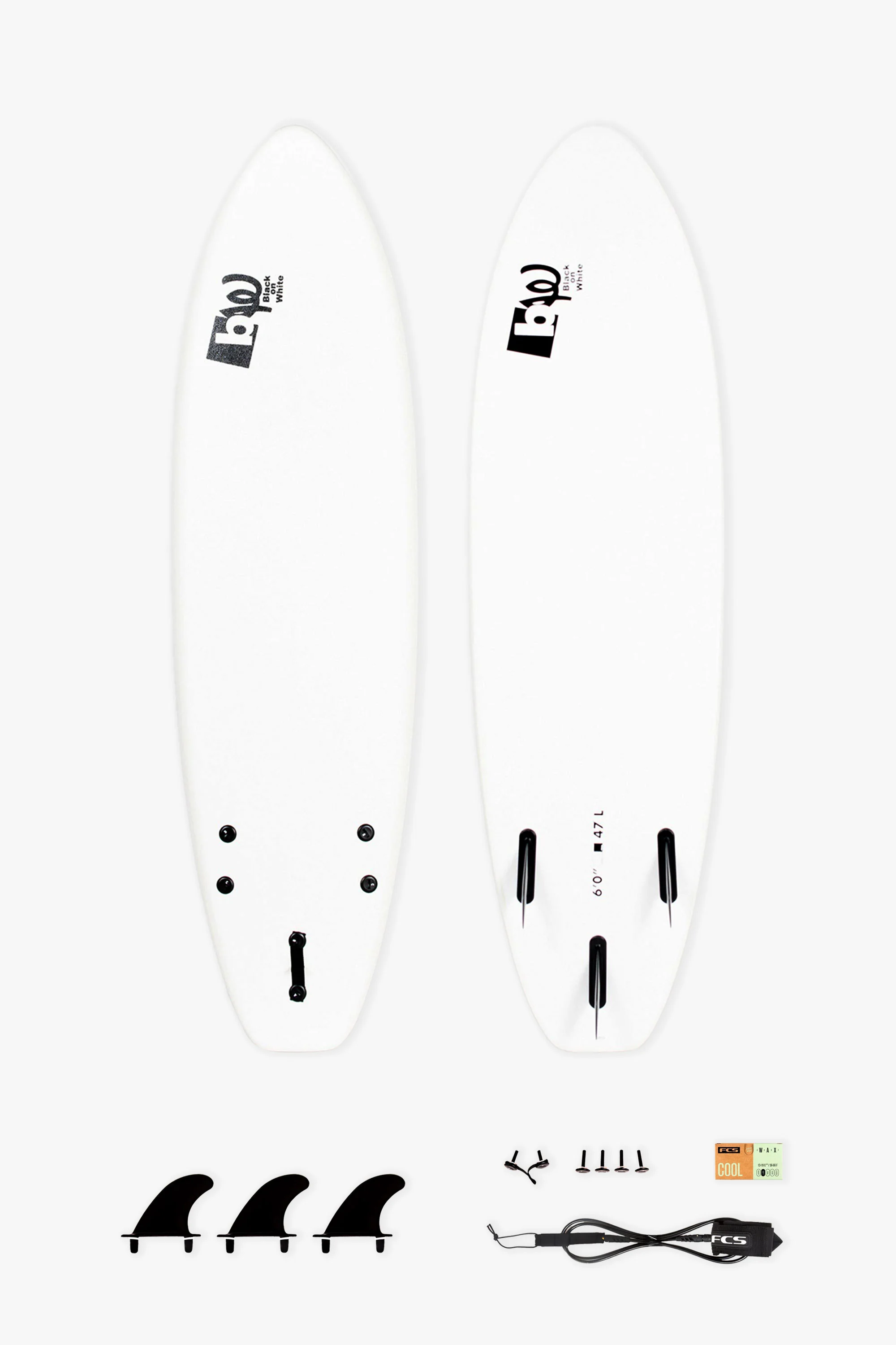 BW SOFT 6'0" BEGINNER PACK | Softboard + Leash + Fins + Wax