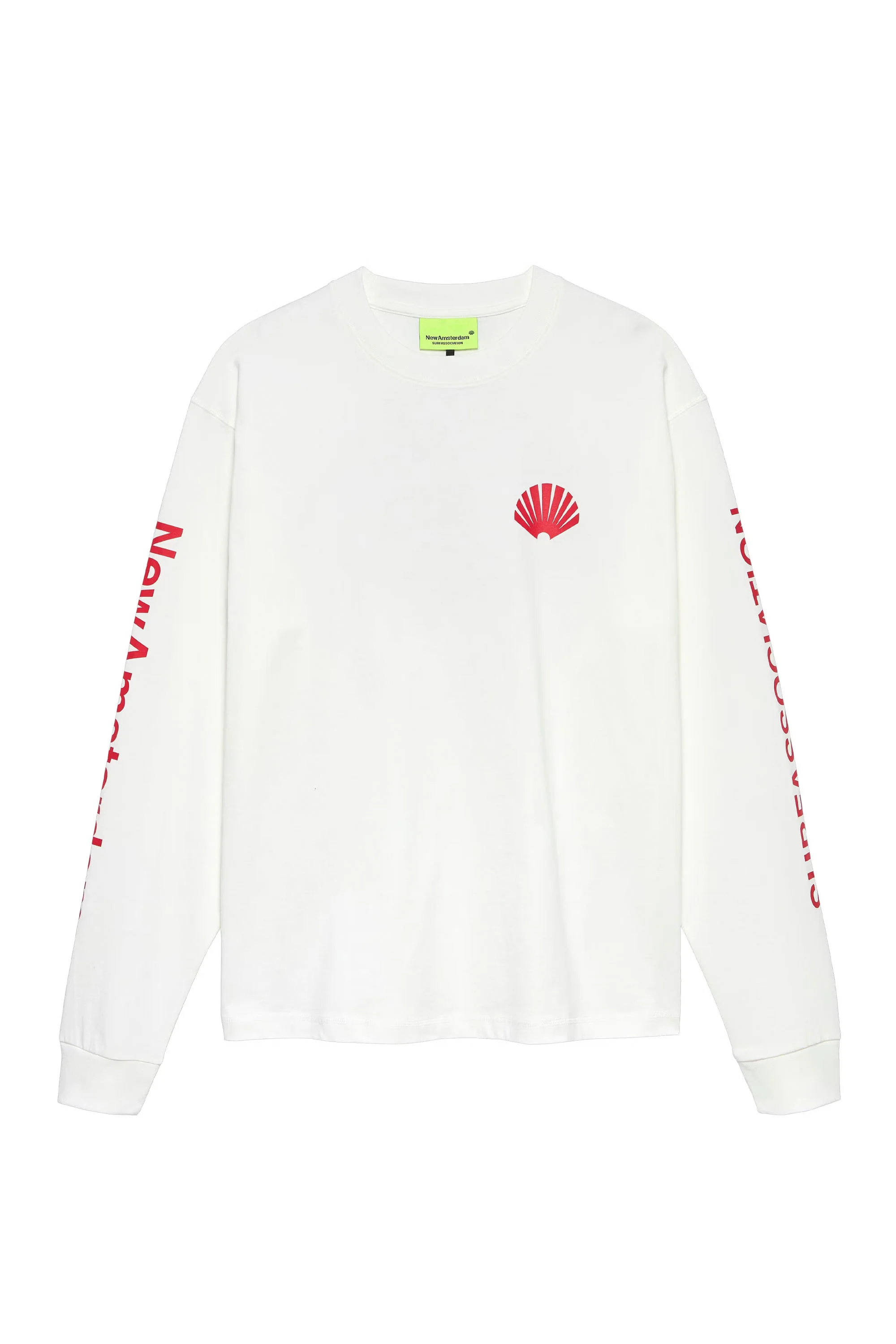 NEW AMSTERDAM SURF ASSOCIATION - LOGO LONGSLEEVE TEE - WASHED WHITE/DEEP RED