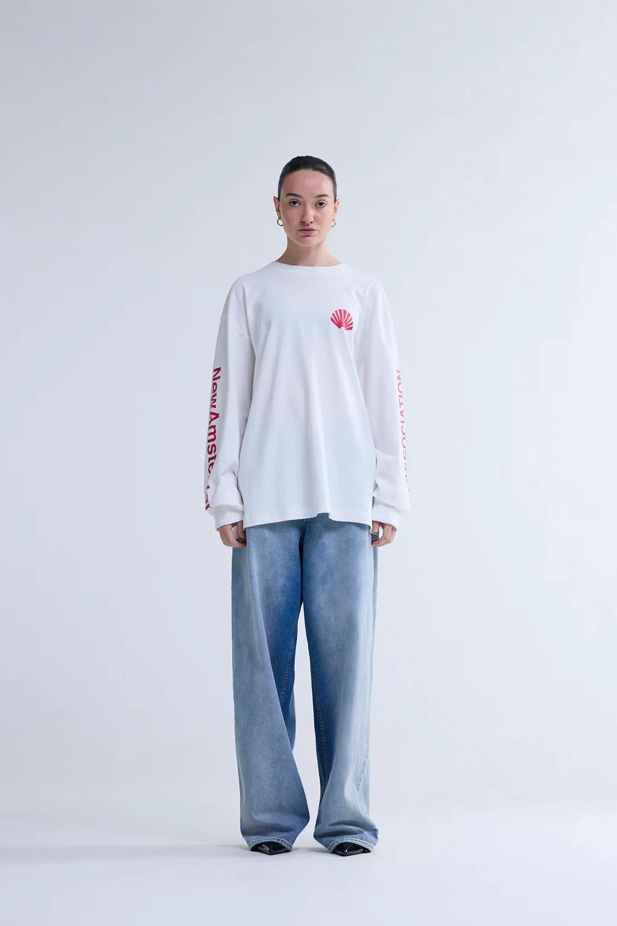 NEW AMSTERDAM SURF ASSOCIATION - LOGO LONGSLEEVE TEE - WASHED WHITE/DEEP RED - Image 4